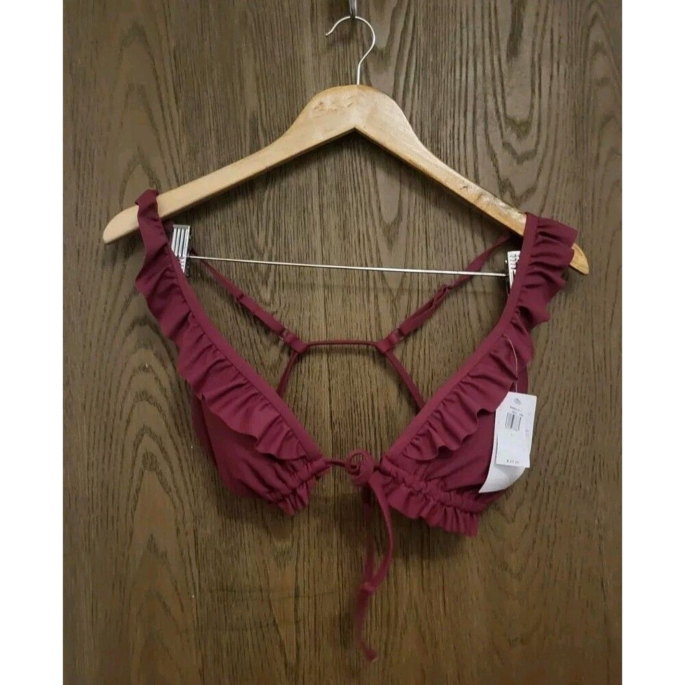 Old Navy Women’s Magenta Ruffle-Trimmed Triangle String Bikini Top Size Large